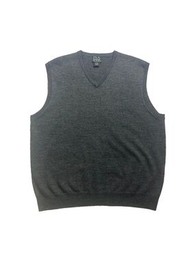 Jos A Bank Classic Collection Men's 100% Wool Sweater Vest Gray V-neck Size L
